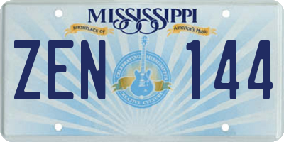 MS license plate ZEN144