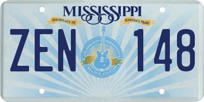 MS license plate ZEN148