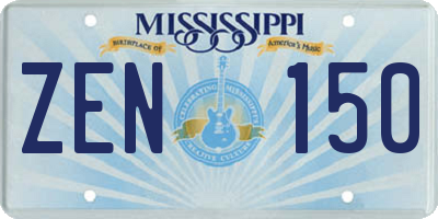 MS license plate ZEN150