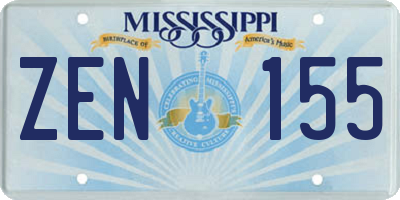 MS license plate ZEN155