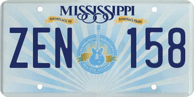 MS license plate ZEN158