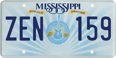 MS license plate ZEN159