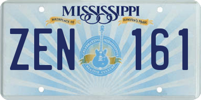 MS license plate ZEN161