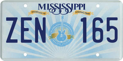 MS license plate ZEN165
