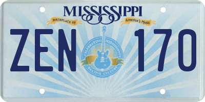 MS license plate ZEN170