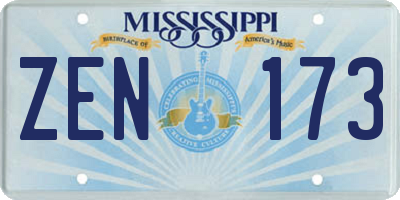 MS license plate ZEN173