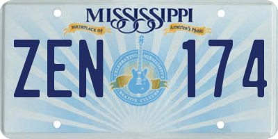 MS license plate ZEN174