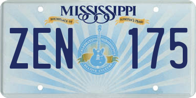 MS license plate ZEN175