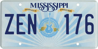 MS license plate ZEN176