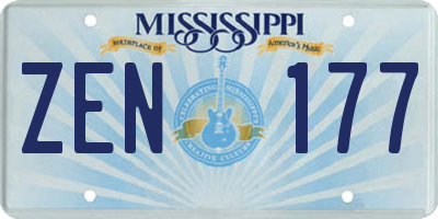 MS license plate ZEN177