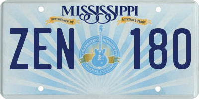 MS license plate ZEN180