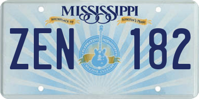 MS license plate ZEN182