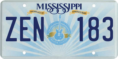 MS license plate ZEN183