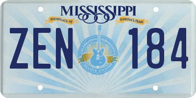 MS license plate ZEN184