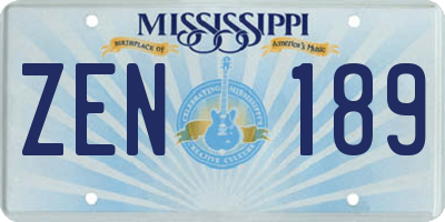 MS license plate ZEN189