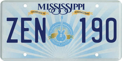MS license plate ZEN190