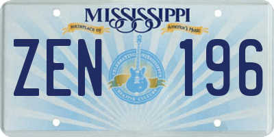 MS license plate ZEN196