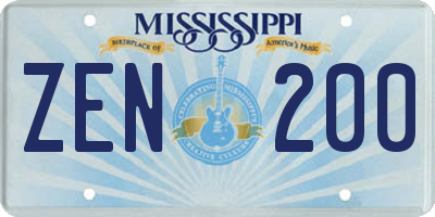 MS license plate ZEN200