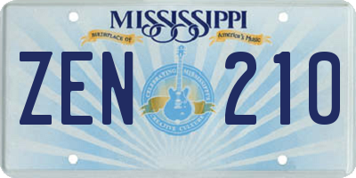 MS license plate ZEN210