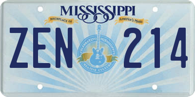 MS license plate ZEN214