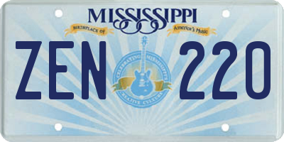 MS license plate ZEN220