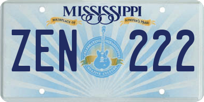 MS license plate ZEN222