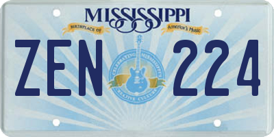 MS license plate ZEN224