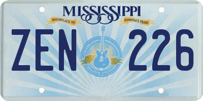 MS license plate ZEN226