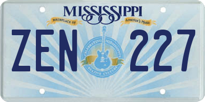 MS license plate ZEN227