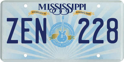 MS license plate ZEN228