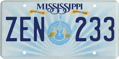 MS license plate ZEN233