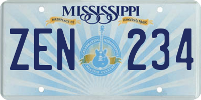 MS license plate ZEN234