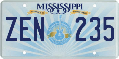 MS license plate ZEN235