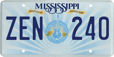 MS license plate ZEN240