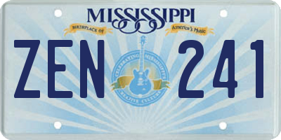 MS license plate ZEN241