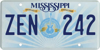 MS license plate ZEN242