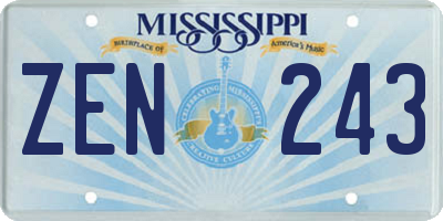 MS license plate ZEN243