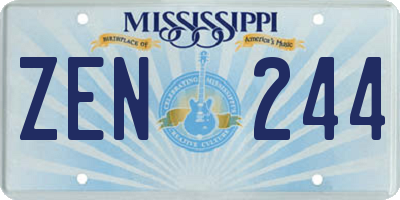 MS license plate ZEN244