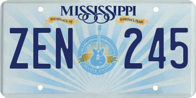 MS license plate ZEN245
