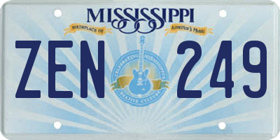 MS license plate ZEN249
