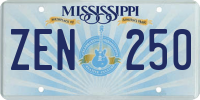 MS license plate ZEN250