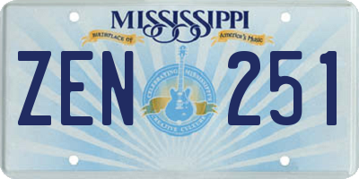 MS license plate ZEN251