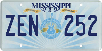 MS license plate ZEN252