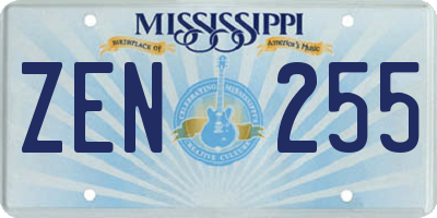 MS license plate ZEN255