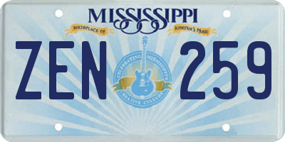 MS license plate ZEN259