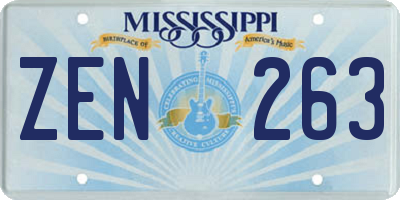 MS license plate ZEN263
