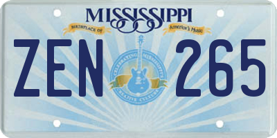 MS license plate ZEN265