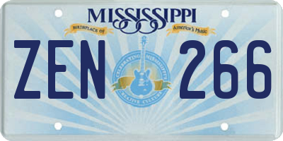 MS license plate ZEN266