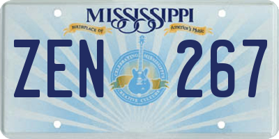 MS license plate ZEN267
