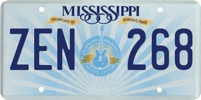 MS license plate ZEN268
